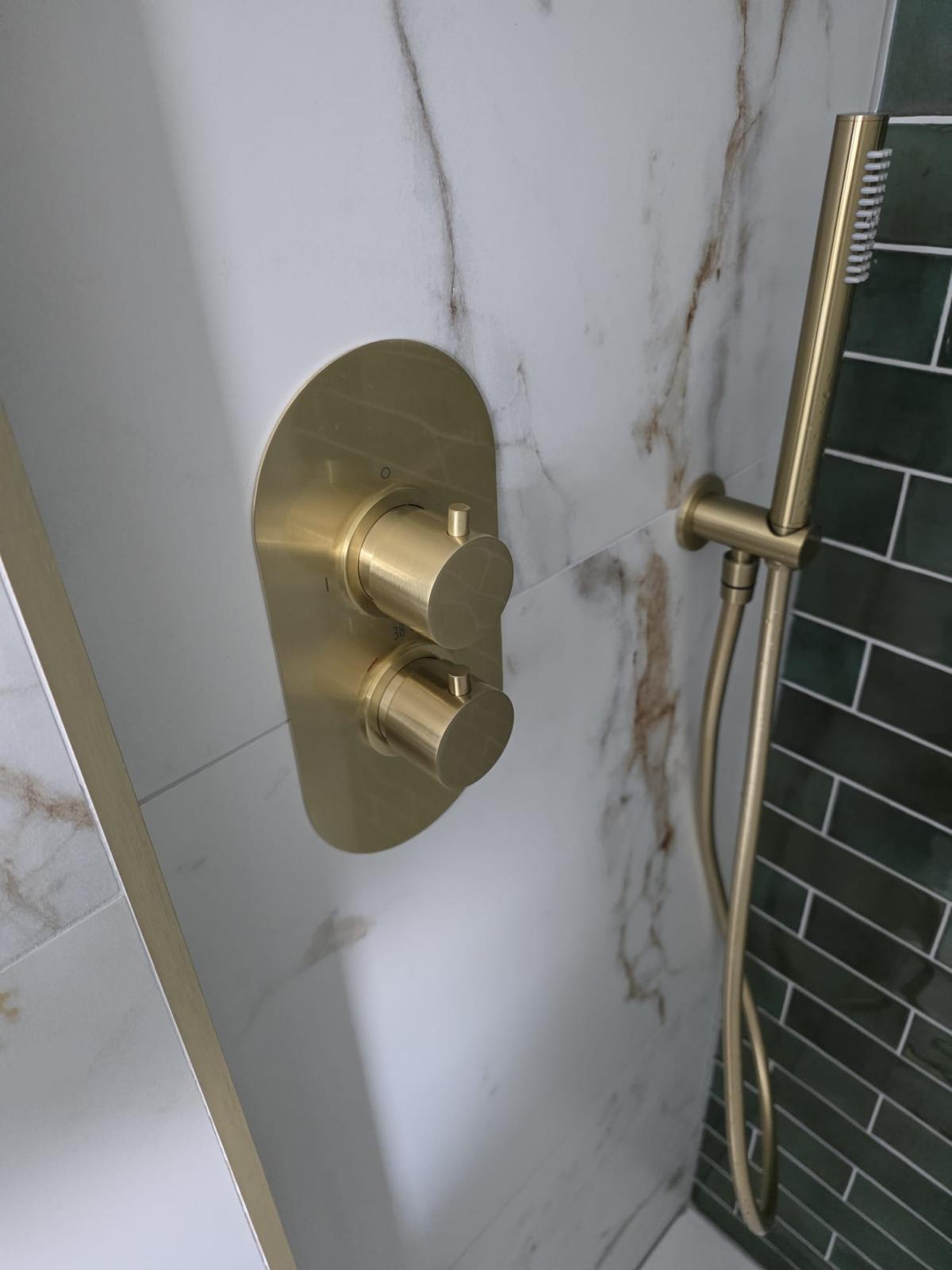 Brushed brass shower controls thumbnail